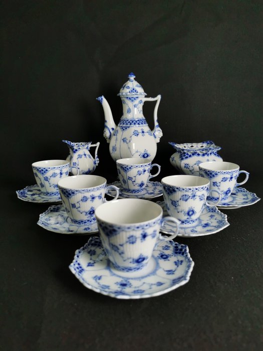 Royal Copenhagen - Kaffeservice (15) - “Musselmalet” 1.Wahl - Free shipping - Porcelæn