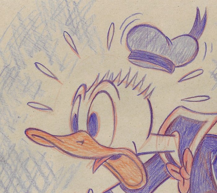 Millet - 1 Colour pencil drawing - Donald Duck - en alerta - 2024