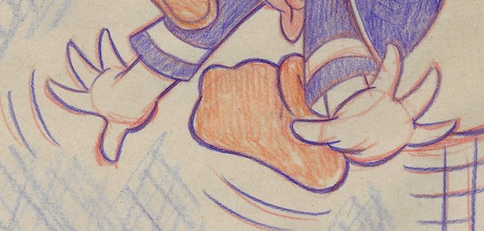 Millet - 1 Colour pencil drawing - Donald Duck - en alerta - 2024