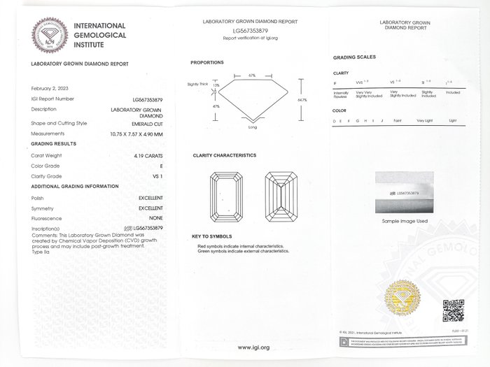 Øreringe - 14 karat Hvidguld -  8.78ct. tw. Diamant (Laboratoriedyrket) - Diamant