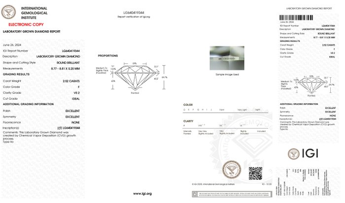 Ring - 18 kraat Hvidguld -  2.70ct. tw. Diamant (Laboratoriedyrket) - Diamant - Runde F-VS2