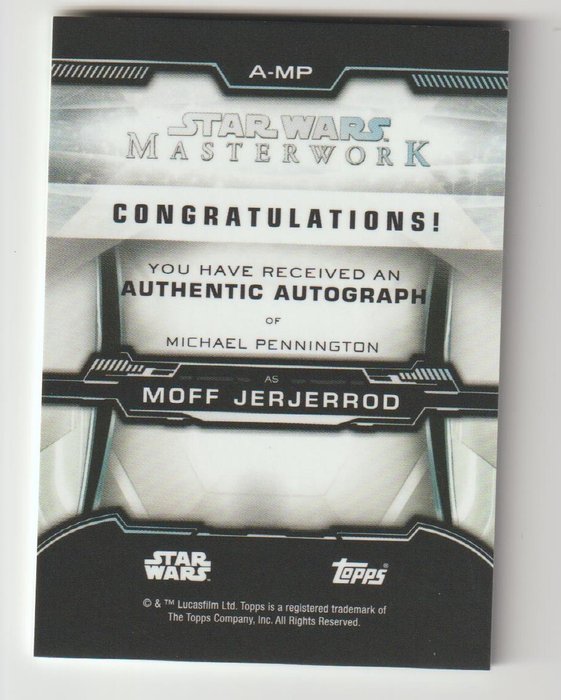 Topps - 3 Card - Star Wars Masterwork 2019/ 2020 - 2x autograph + 1x stamp cards - Kylo Ren Moff Jerjerrod Lando