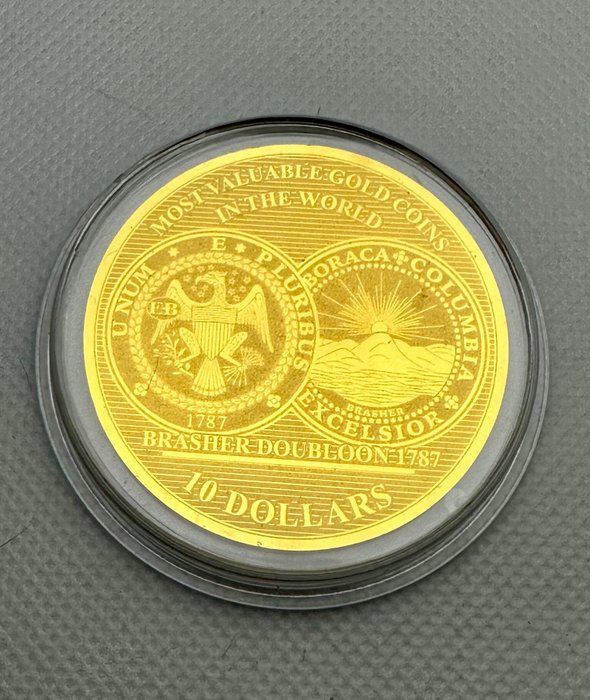 Salomonøerne. 10 Dollars 2017 USA Brasher Doubloon 1787, 1/100 Oz (.999) Proof  (Ingen mindstepris)