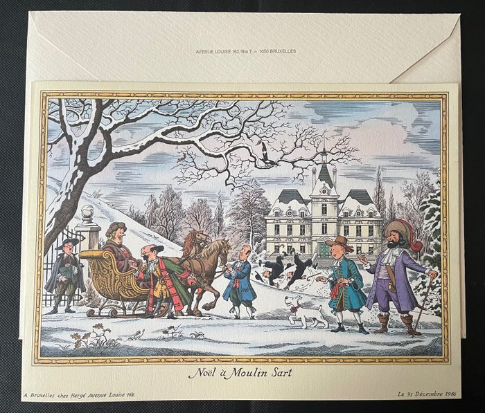 Tintin - Carte de voeux 1987 - Noël à Moulinsart - 1 Lykønskningskort - 1986