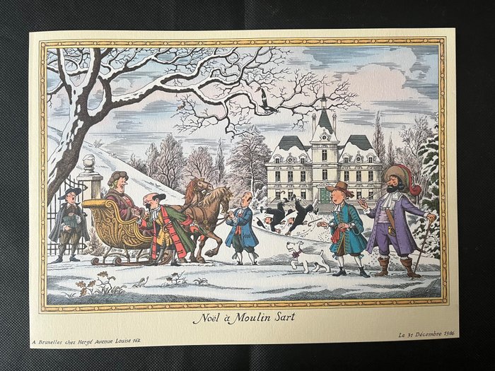 Tintin - Carte de voeux 1987 - Noël à Moulinsart - 1 Lykønskningskort - 1986