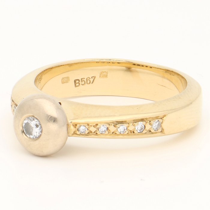 Ring - 18 kraat Gulguld Diamant (Natur)