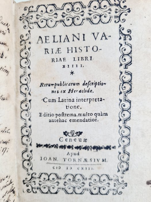 Claude Elien - Aeliani variae historiae libri XIII - 1613