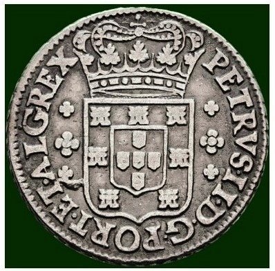 Portugal D Pedro II (1683-1706) 6 Vinténs - 120 Réis - Coroa Alta - Escassa - ND -