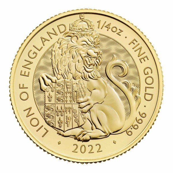 Storbritannien. 2022 1/4 oz £25 GBP Gold Tudor Beasts Lion of England Coin BU