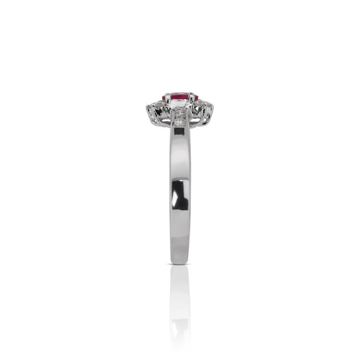 Ring - 18 kraat Hvidguld -  0.25ct. tw. Rubin - Diamant