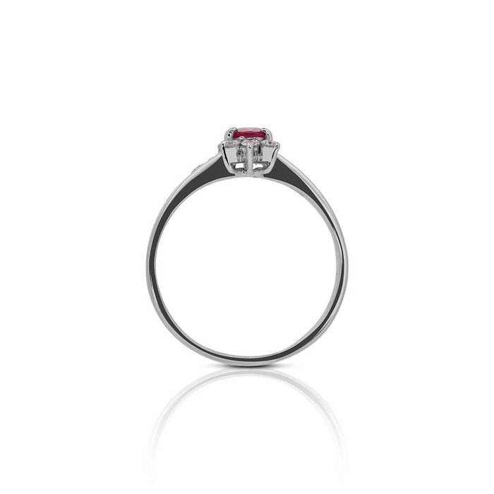 Ring - 18 kraat Hvidguld -  0.25ct. tw. Rubin - Diamant