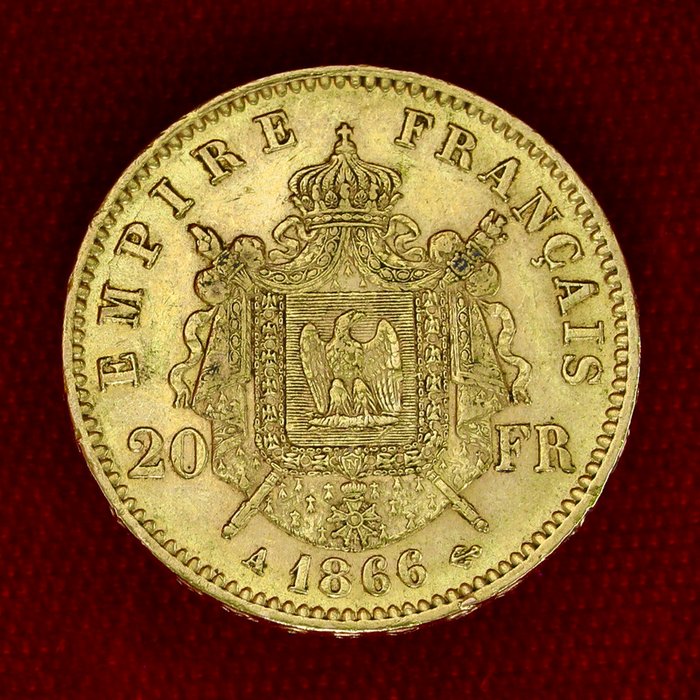 6,45 grams - Guld 900 - 20 Francs Napoleon III - Præget bar