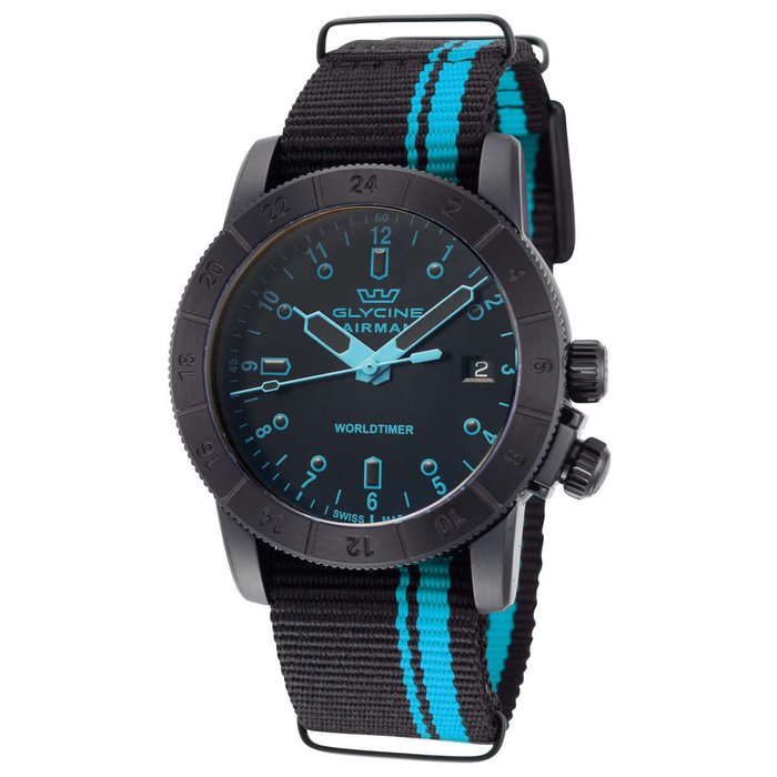 Glycine - Airman Blue - Worldtimer Date - Ingen mindstepris - GL1035 - Mænd - 2011-nu