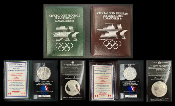 Förenta staterna. Olympic Dollar 1983/1984 (2 monete argento) Proof  (Ingen mindstepris)