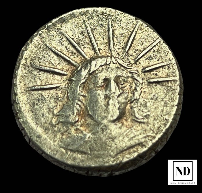 Romerska republiken L Mussidius Longus 42 BC Denarius