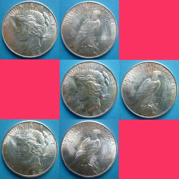 Förenta staterna. Lot of 3x USA Peace Silver Dollars 1922-P, 1923-P, 1925-P  (Ingen mindstepris)