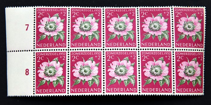 Holland 1952/1960 - To serier sommerfrimærker (blomster) i blokke af 10 stk - NVPH 583/587, 738/742