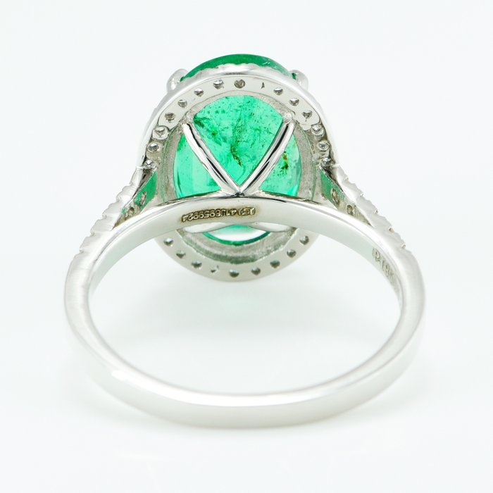 Ring Platin -  435ct tw Smaragd - Diamant - Eksklusiv Emerald Ring