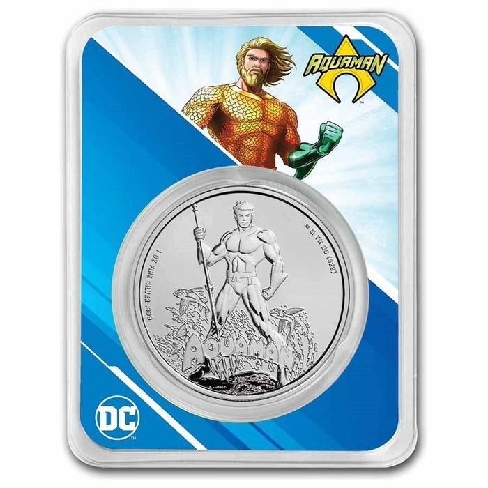 Samoa. 5 Dollars 2023 Aquaman - DC Comics, 1 Oz (.999) im Blister  (Ingen mindstepris)