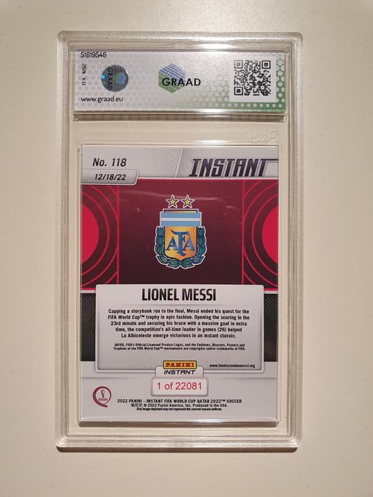 2022 Panini Instant World Cup Lionel Messi #118 Graad 10 Graded card