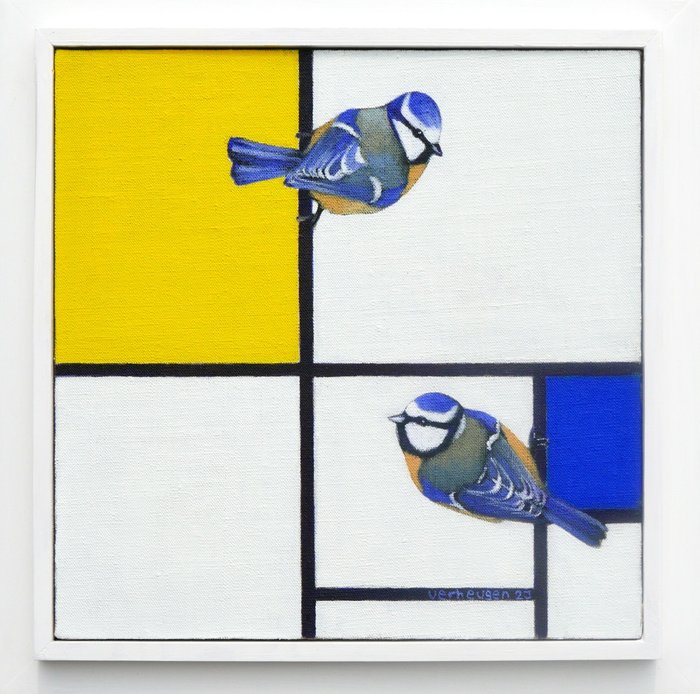 Jos Verheugen - Free after Mondrian; with Blue Tits (M878)