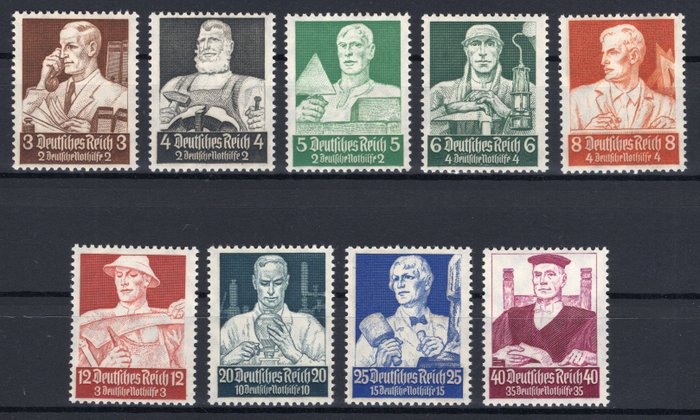 Tyske Kejserrige 1934 - Nødhjælperhverv **/MNH sats - Michel 556/564