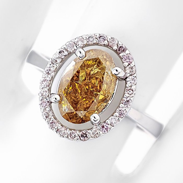 Ingen mindstepris - Ring - 14 karat Hvidguld -  1.71ct. tw. Gul Diamant (Naturfarvet) - Diamant