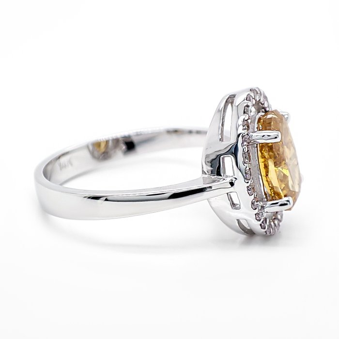 Ingen mindstepris - Ring - 14 karat Hvidguld -  1.71ct. tw. Gul Diamant (Naturfarvet) - Diamant