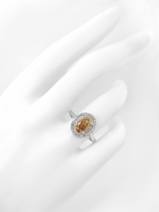 Ingen mindstepris - Ring - 14 karat Hvidguld -  1.71ct. tw. Gul Diamant (Naturfarvet) - Diamant