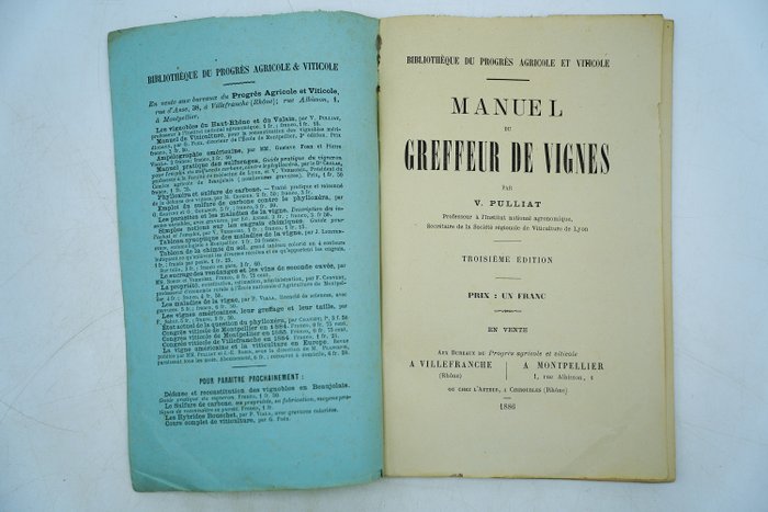 V. Pulliat - Manuel du greffeur de vignes / Le soufre et la vigne - 1880