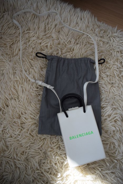 Balenciaga - White Shopping Phone Holder bag - Taske