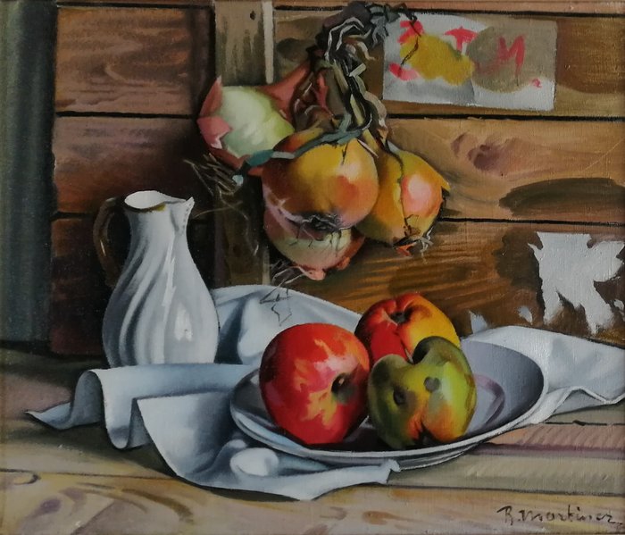 Raoul Martinez (1876-1974) - Stilleven met appels en uien