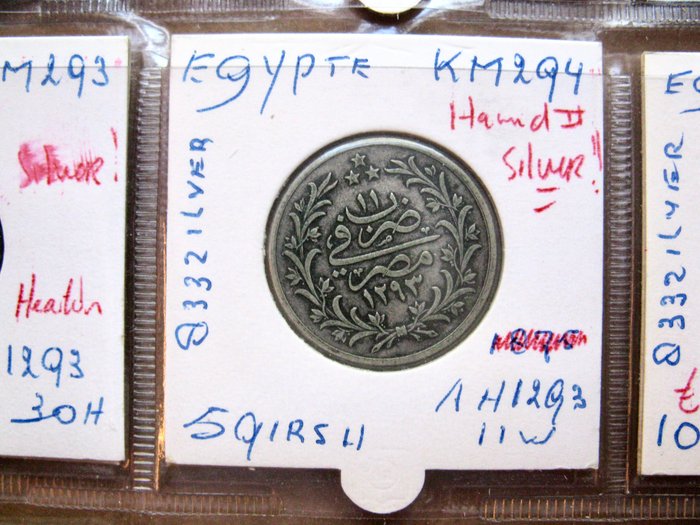 Egypten Type Collection of 45 Old Coins 1863-1944 including 11x silver