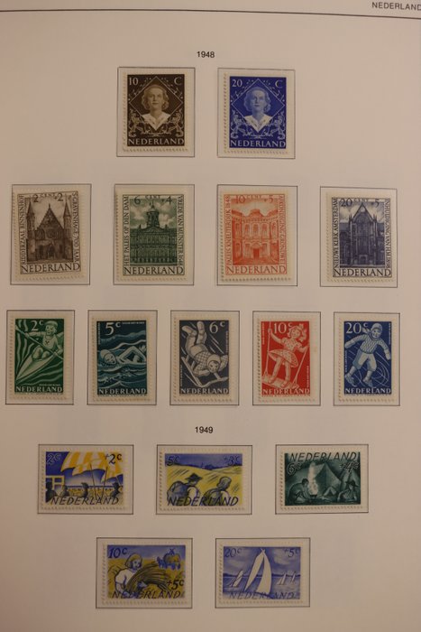 Holland 1945/2000 - Samling i 4 IMPORTA-album - med frimærkehæfter, blokke, ark og bagside af bogen -