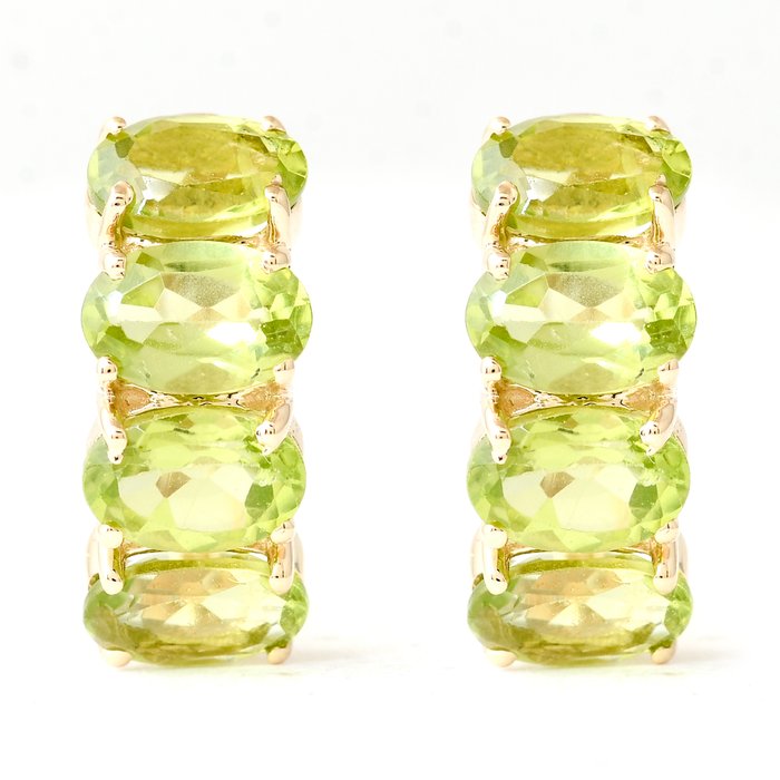 Ingen mindstepris - Øreringe - 14 karat Gulguld -  3.97ct. tw. Peridot