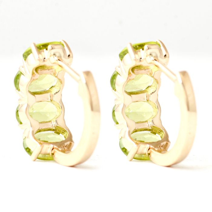 Ingen mindstepris - Øreringe - 14 karat Gulguld -  3.97ct. tw. Peridot