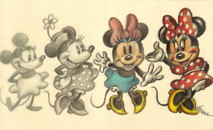 Joan Vizcarra - Minnie Mouse's Evolution - Original Drawing - 50 x 30 cm