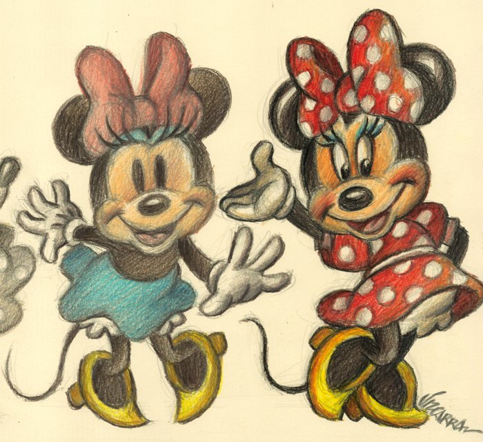 Joan Vizcarra - Minnie Mouse's Evolution - Original Drawing - 50 x 30 cm