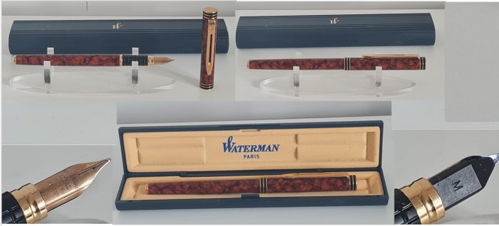 Waterman - Exécutive, Cognac marbré RB plume en or 18 cts 750 - Fyldepen