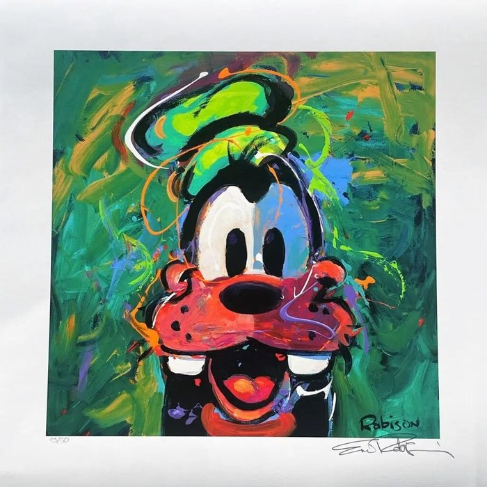 Eric Robison, Disney concept designer Goofy Portrait - Fine Art Giclée by Eric Robison - 46 x 46 cm - (2022)