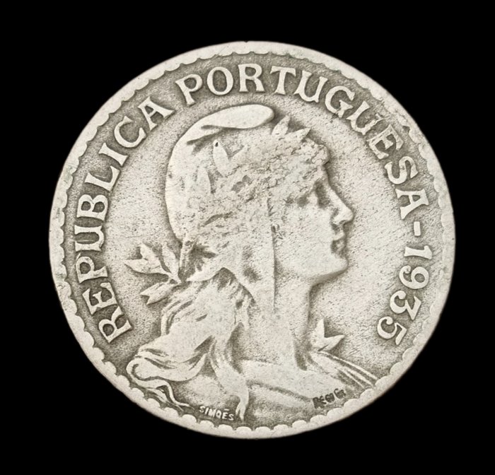 Portugal República 1 Escudo 1935 - Rara - SEM RESERVA  (Ingen mindstepris)