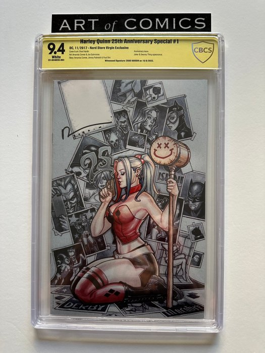 Harley Quinn 25th Anniversary Special #1 - Rare Nerd Store Virgin Exclusive - Signed By Chad Hardin - Joker  Swamp Thing Appearance - CBCS Graded 94 - Very High Grade!! - White Pages!! - 1 Graded comic - Første udgave - 2017