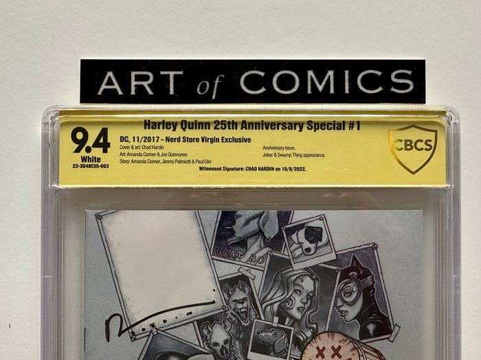 Harley Quinn 25th Anniversary Special #1 - Rare Nerd Store Virgin Exclusive - Signed By Chad Hardin - Joker  Swamp Thing Appearance - CBCS Graded 94 - Very High Grade!! - White Pages!! - 1 Graded comic - Første udgave - 2017