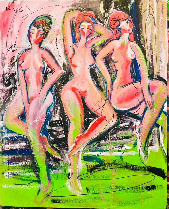 Hrasarkos (1975) - Les Trois Grâces- Acrylique sur très grand toile