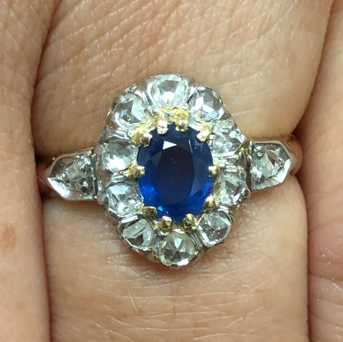 Ingen mindstepris - Ring - 18 kraat Platin, Rosaguld -  0.75ct. tw. Safir - Diamant - 1850'erne