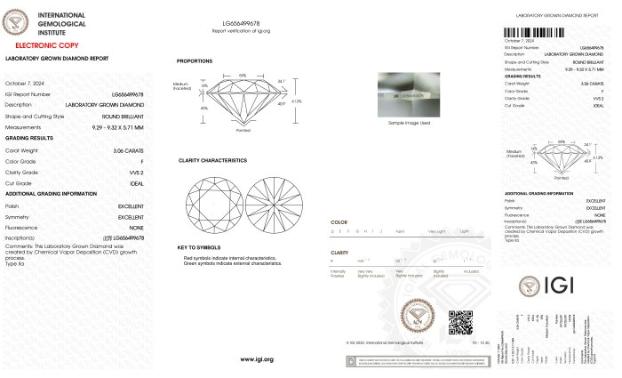 Ingen mindstepris - Ring - 18 kraat Hvidguld -  3.06ct. tw. Diamant (Laboratoriedyrket) - Runde F-VVS2