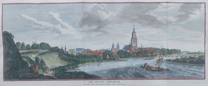 Holland - Arnhem; Isaak Tirion - De Stad Arnhem, te zien van den hoogtens naar de Eltenerberg - 1741