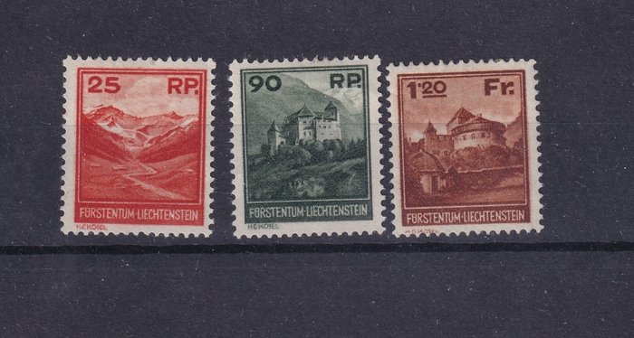 Liechtenstein 1933 - Forskellige visninger, komplet serie MNH n.111/13