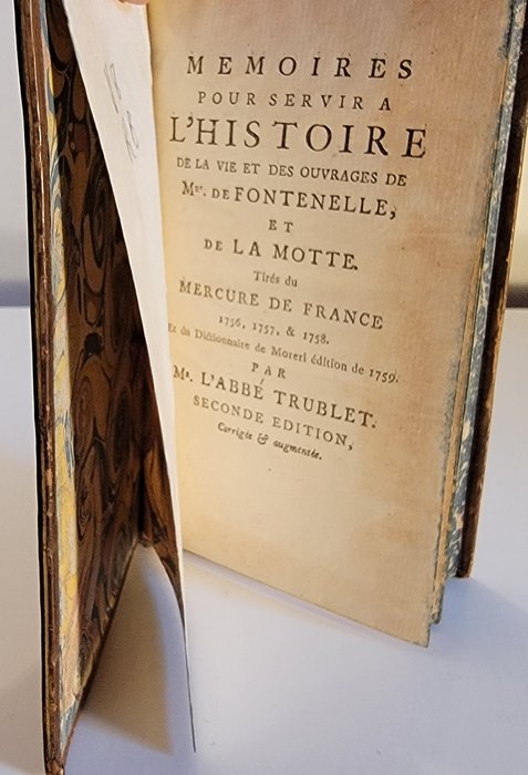 L'Abbe Trublet - Mémoires pour servir a l'histoire de la vie et des ouvrages de M de Fontenelle - 1761