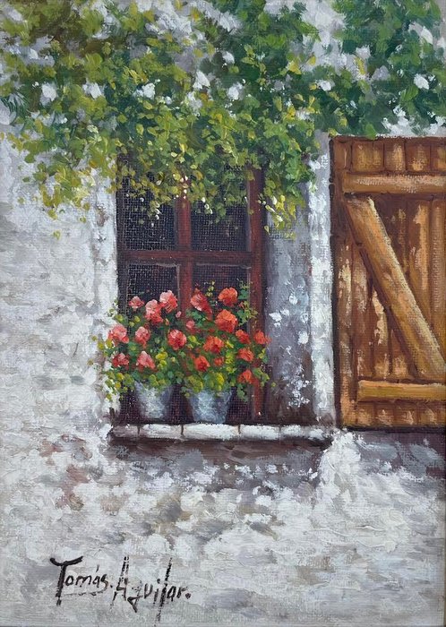 Escuela Catalana (XX) - Balcon con Flores